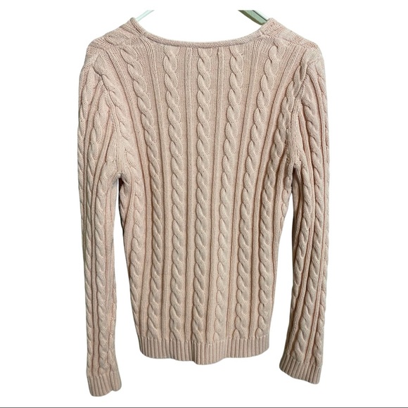 EUC LAUREN RALPH LAUREN CREAM/BLUSH CABLE KNOT SWEATER SIZE LARGE - Picture 3 of 12